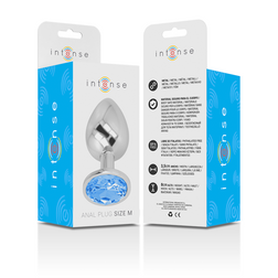 INTENSE PLUG ANAL EN METAL ALUMINIUM AVEC VERRE BLEU TAILLE M