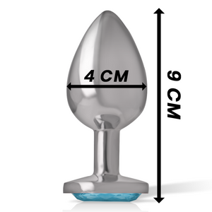 Plug bijou métal cristal bleu 9,5 cm — en situation