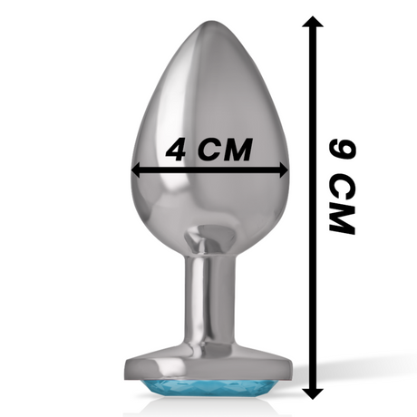 Plug bijou métal cristal bleu 9,5 cm — en situation
