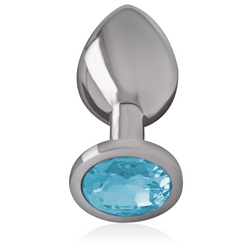 INTENSE PLUG ANAL EN METAL ALUMINIUM AVEC VERRE BLEU TAILLE M