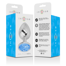 Plug bijou métal cristal bleu 9,5 cm — emballage
