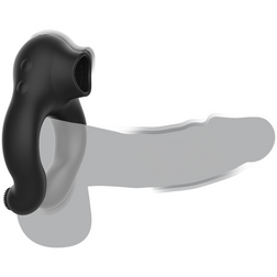 Cockring Black & Silver 3 moteurs avec stimulateur oral