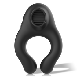 Cockring Black & Silver 3 moteurs avec stimulateur oral