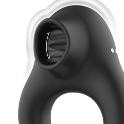 Cockring Black & Silver 3 moteurs avec stimulateur oral
