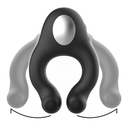 Cockring Black & Silver 3 moteurs avec stimulateur oral