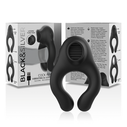 Cockring Black & Silver 3 moteurs avec stimulateur oral