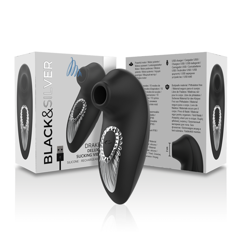 BLACKSILVER DRAKE DELUXE SUCKING VIBE RECHARGEABLE SILICONE NOIR