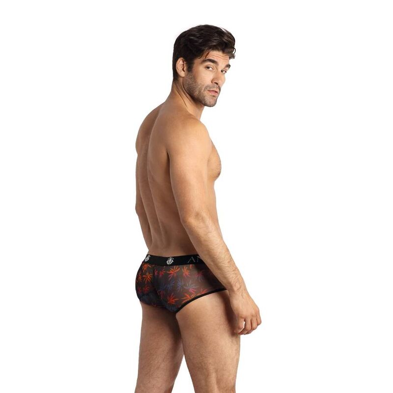 Boxer mesh noir transparent motif palmiers — vue de profil
