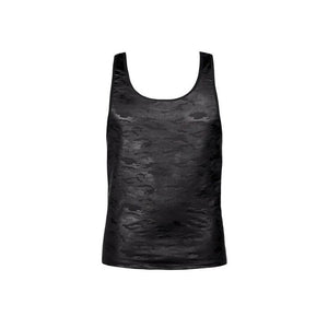 Débardeur wetlook camouflage noir — gros plan