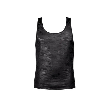 Débardeur wetlook camouflage noir — gros plan