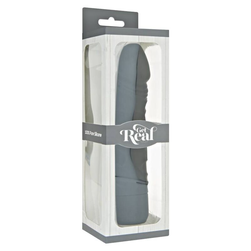 Gode vibro réaliste silicone noir 20 cm — vue de profil