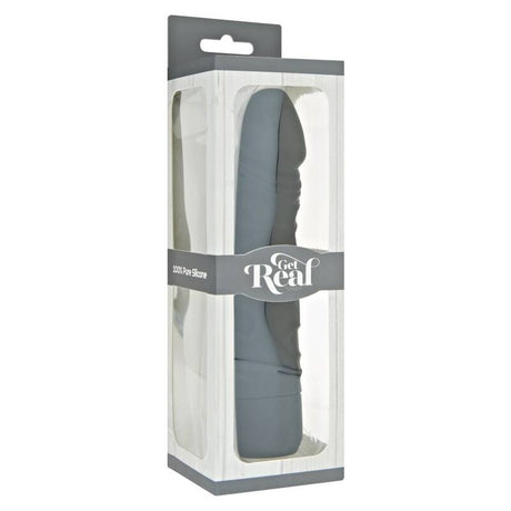 Gode vibro réaliste silicone noir 20 cm — vue de profil