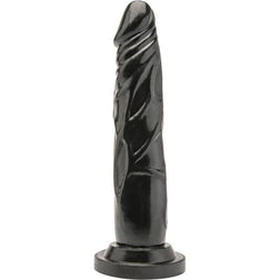 Gode réaliste noir fin 18 cm avec ventouse — 7 Inch Dong en PVC noir 18.0 cm avec base ventouse plate