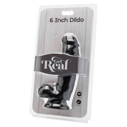 Gode réaliste noir Get Real 15 cm avec testicules et ventouse — 12 cm insérables
