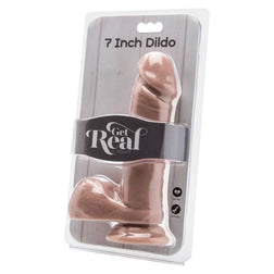 Gode réaliste 18 cm avec testicules et ventouse — emballage