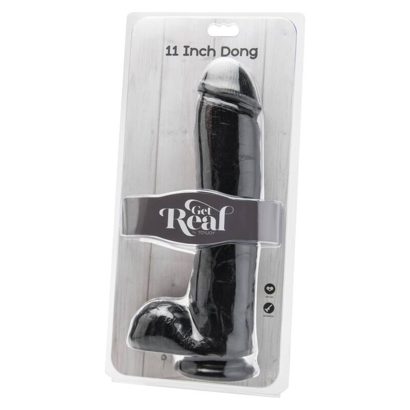 Gode réaliste XL noir ventouse 28 cm — emballage