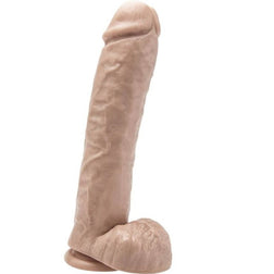 Gode xxl 28 cm avec testicules en PVC beige 28.0 cm avec base ventouse plate