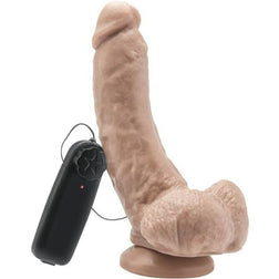 Realistic vibrating dildo with testicles 20.5 cm and wired controller