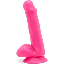 Gode réaliste Gode rose fluo réaliste 15 cm avec testicules et ventouse — Happy Dicks en PVC rose 15.0 cm avec base ventou...