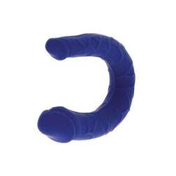 Mini dildo doble realista azul de 25 cm — primer plano