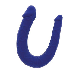 Mini dildo doble realista azul de 25 cm — vista de perfil