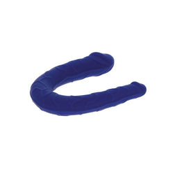 Mini dildo doble realista azul de 25 cm — en uso