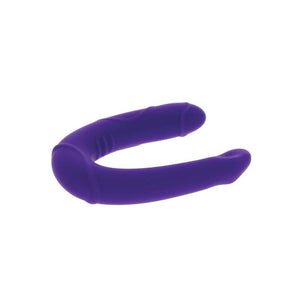 Mini double dong réaliste 25 cm violet — texture visible