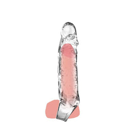 Gaine pénis Gaine pénienne 16cm transparente en TPE transparent vu de face