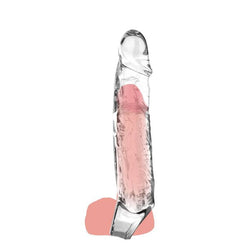 Gaine pénis Gaine pénienne extension longue 19 cm transparente transparent vu de face