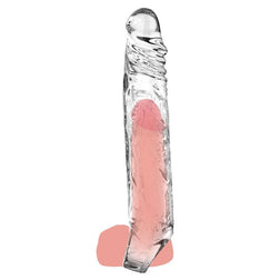 Gaine pénis Gaine pénienne XL transparente en TPE transparent vu de face