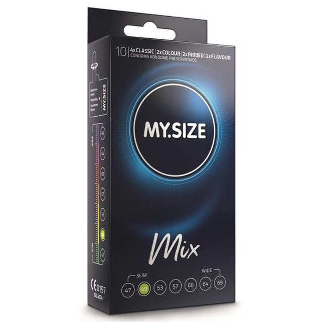 Mug pénis Préservatifs My.Size Mix 49 mm — boîte de 10 vu de face