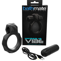Cockring vibrant Bathmate cock & ball 45 mm — Maximus Vibe en Silicone noir vu de face