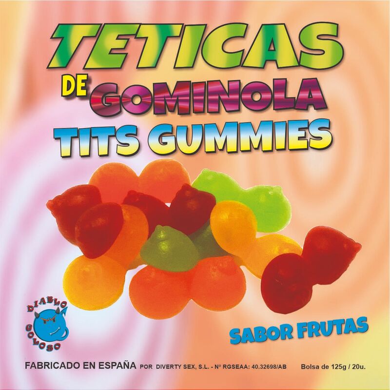 Bonbons gélifiés en forme de seins saveur fruits 125 g · Diablo Goloso · -Friandises drôles