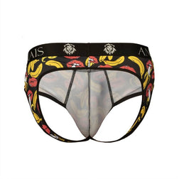 Jock bikini noir imprimé bananes pop — Banana