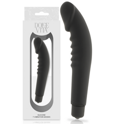 Vibrateur silicone réaliste nervuré noir plaisir adulte