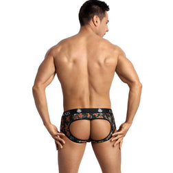 Jock bikini noir imprimé roses et crânes — Power