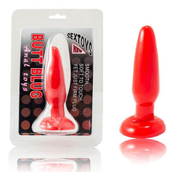 Gode ventouse Plug anal conique rouge avec ventouse — 15 cm en Silicone médical rouge 15.0 cm vu de face