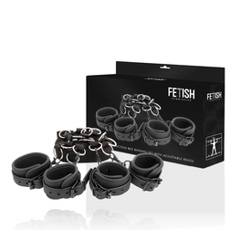 Kit bondage de lit — 4 menottes + sangles matelas