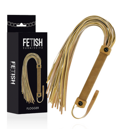 Fouet flogger en cuir marron lanières plates — Origin