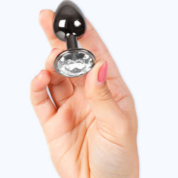 Plug métal anthracite poli 7 cm taille S — vue de profil