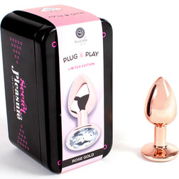Plug anal Secretplay Toys Plug métal or rose poli 7 cm taille S — Plug & Play en Aluminium or-rose 7.5 cm vu de face