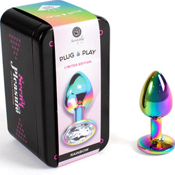 Plug anal Secretplay Toys Plug métal chromé irisé arc-en-ciel 7 cm taille S — Plug & Play en Aluminium multicolore 7.5 cm ...