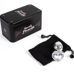 Plug métal cœur cristal transparent 7 cm taille S — emballage