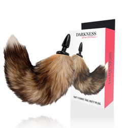 Plug anal Darkness Anal silicone avec queue fourrure naturelle — Animal Play en Silicone médical noir 10.0 cm vu de face