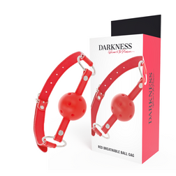 Bâillon boule silicone respirante rouge en Silicone rouge vu de face