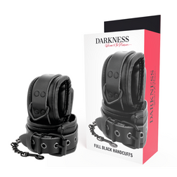 Bdsm Menottes poignets cuir noir rembourrées hardware noir pour ton plaisir