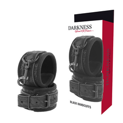 Menottes BDSM Darkness noires, réglables et rembourrées.