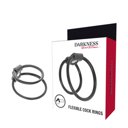 Flexibler Silikon-Duo-Cockring — Flexible Cock Rings aus schwarzem TPE, Vorderansicht