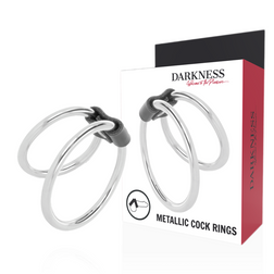 Cockring double en métal 5 et 3,8 cm en Acier inoxydable argent vu de face