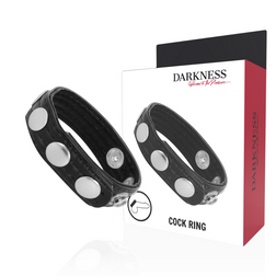 Cockring cuir réglable 5 crans à pression en Cuir noir vu de face